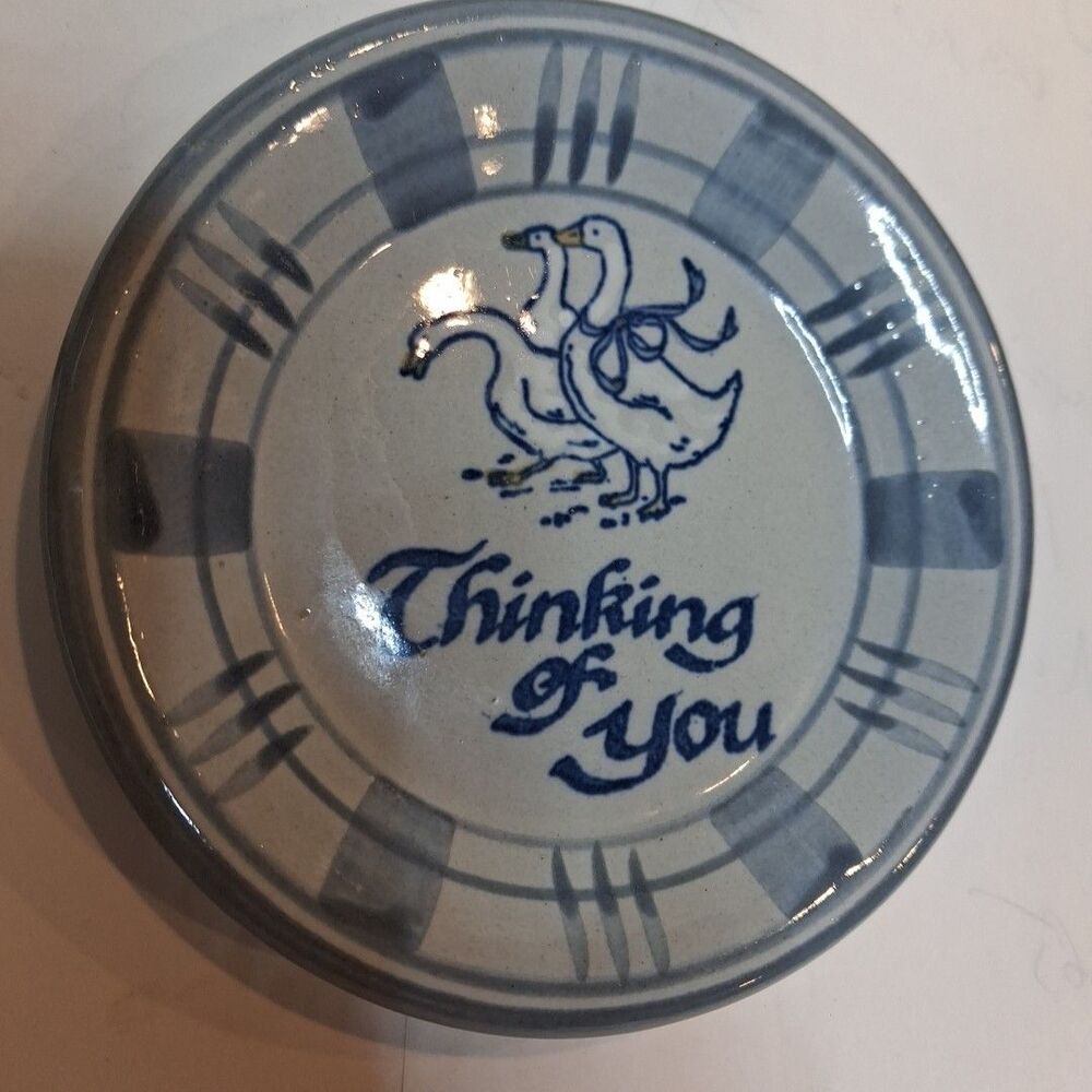 Vintage LOUISVILLE STONEWARE Gaggle of Geese Thinking of You COASTER PIN DISH